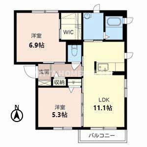 クラヴィエ柏原(2LDK/2階)の間取り写真