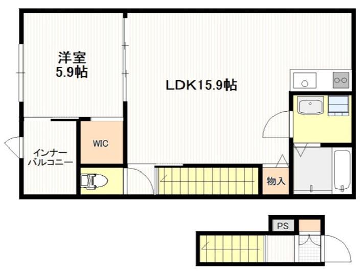 ボン・クレー和木(1SLDK/2階)の間取り写真