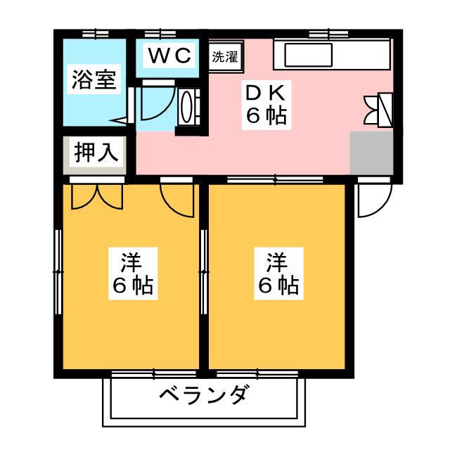 メゾンヨコミゾ(2DK/2階)の間取り写真