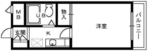 フルレゾン鳳(1K/1階)の間取り写真