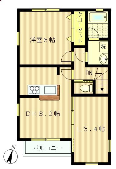 ルミノーサ南荻窪(1LDK/2階)の間取り写真