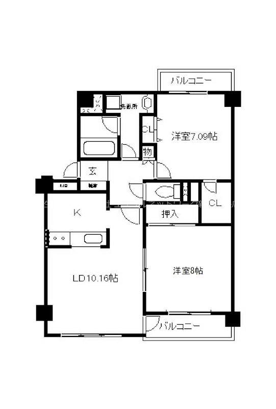異人池コート(2LDK/2階)の間取り写真