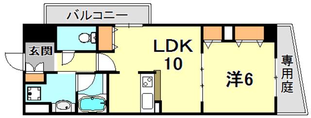 メゾンドバレー(1LDK/1階)の間取り写真