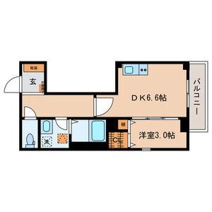 マミービル(1DK/3階)の間取り写真