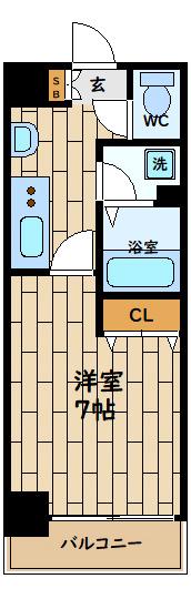 LINK GALAXY(1K/2階)の間取り写真