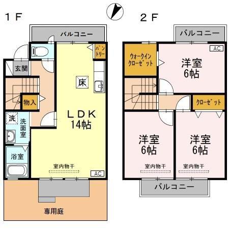 グレイス・メゾンDUO(3LDK/1階)の間取り写真