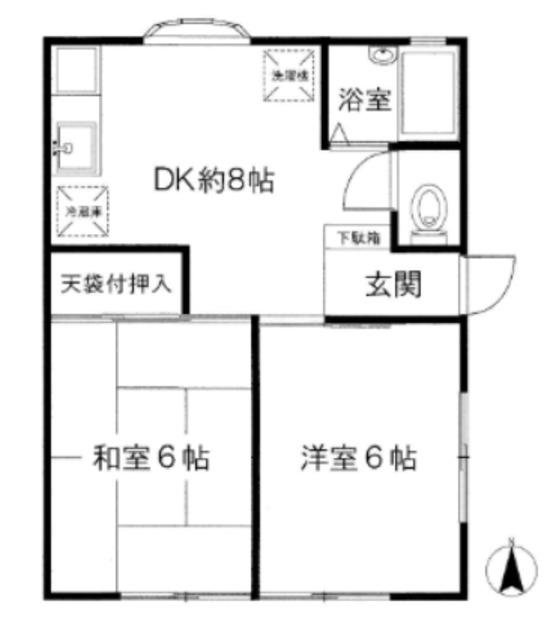 サンパーク芝(2DK/1階)の間取り写真