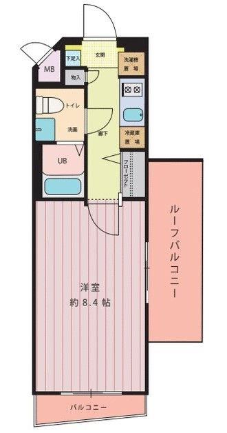 グランフォース谷在家(1K/4階)の間取り写真