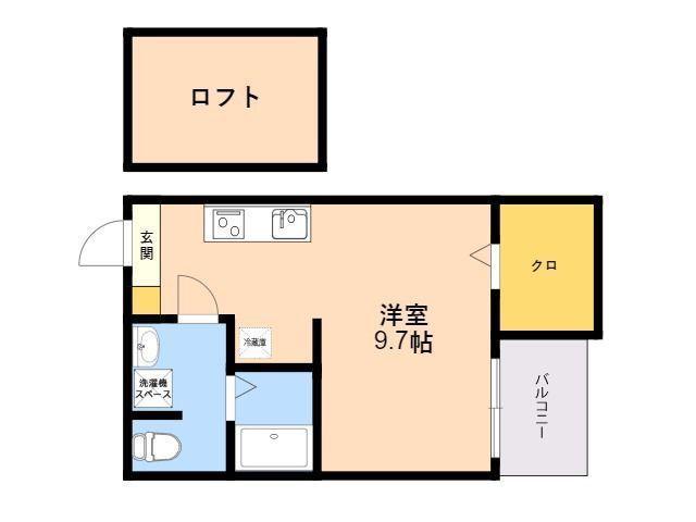 ＪＲ鹿児島本線 箱崎駅 徒歩5分 2階建 築17年(ワンルーム/1階)の間取り写真