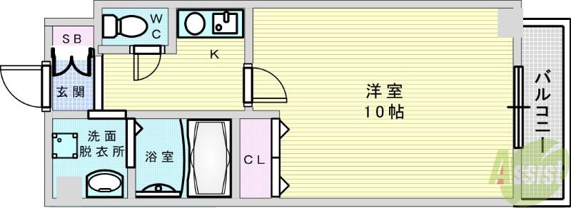 グランディール小林Ⅱ(1K/4階)の間取り写真