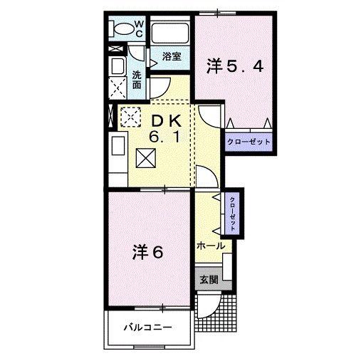 シルフィー(2DK/1階)の間取り写真
