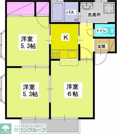 すみれヒルズA(3K/1階)の間取り写真