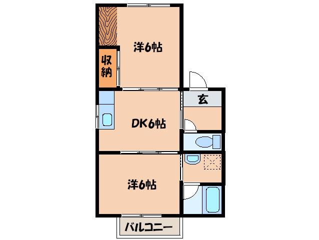 サンブライト竜美(2DK/1階)の間取り写真