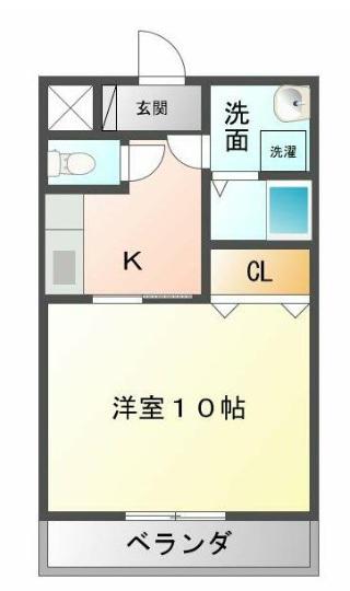 スズカ沖野上(1K/3階)の間取り写真