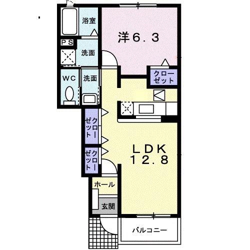 エスト メゾン(1LDK/1階)の間取り写真