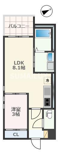 R-SMART花園3(1LDK/1階)の間取り写真