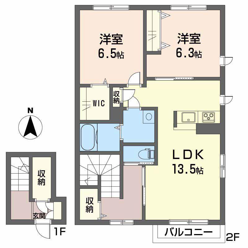 カーサレジオ A(2LDK/2階)の間取り写真