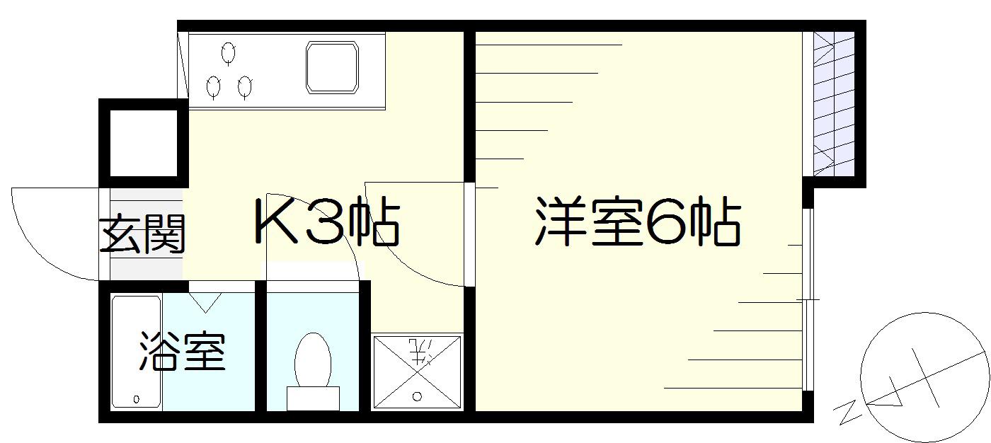 インペリアル長命(1K/4階)の間取り写真