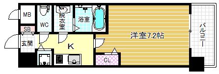 メインステージ大阪福島(1K/5階)の間取り写真