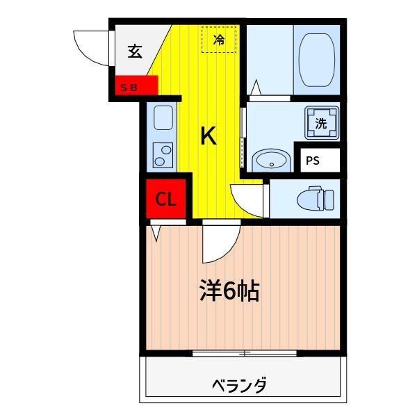 ノーブル誠道(1K/2階)の間取り写真
