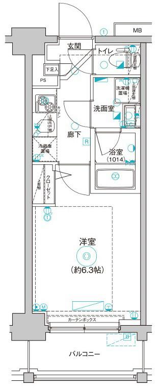 LEA横濱ヴィヴァーチェ(1K/4階)の間取り写真