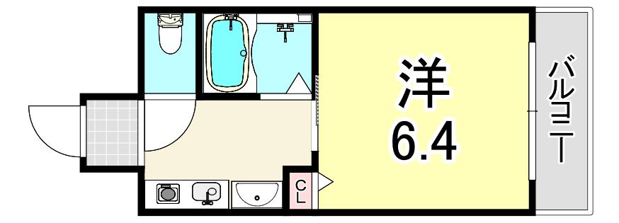 第6カシノハイツ(1K/3階)の間取り写真