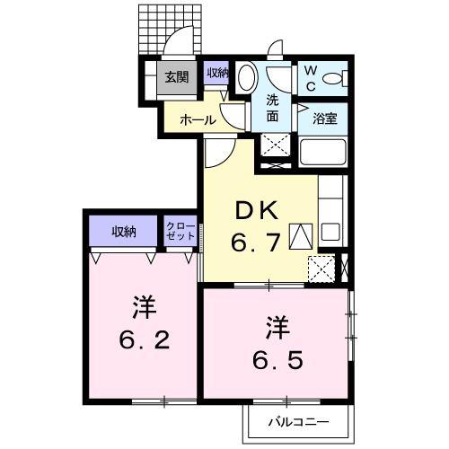 セリーヌ III(2DK/1階)の間取り写真
