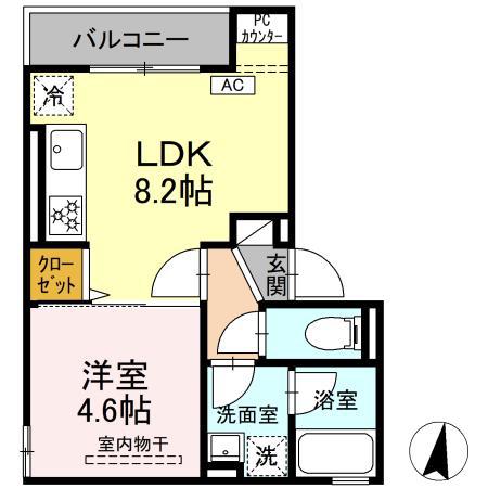 世田谷区砧1丁目KJ D-ROOM工事(1LDK/2階)の間取り写真