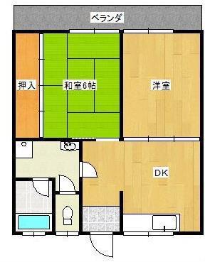 ヨシコーポ I(2DK/1階)の間取り写真