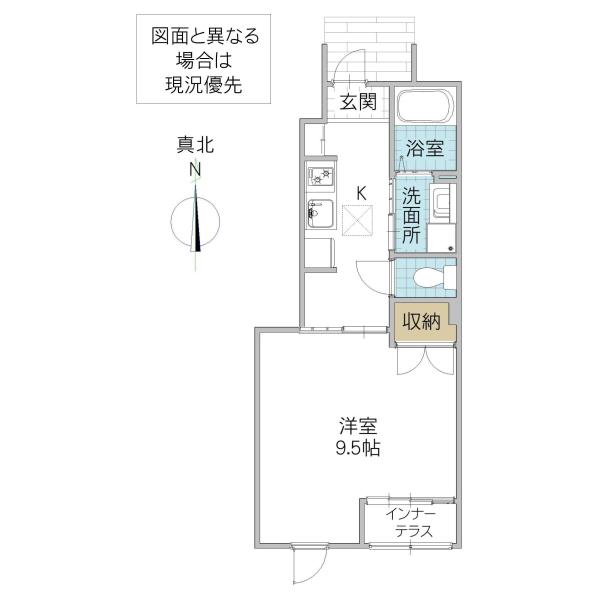 FRONT IS LAND I (1K/1階)の間取り写真