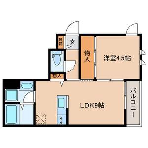 エキューム登戸(1LDK/1階)の間取り写真