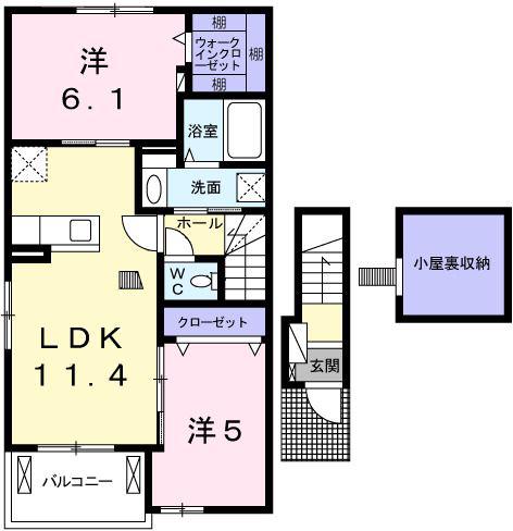 ライフステージ岡田I(2LDK/2階)の間取り写真