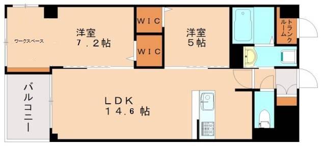 エルグランド春日(2LDK/5階)の間取り写真