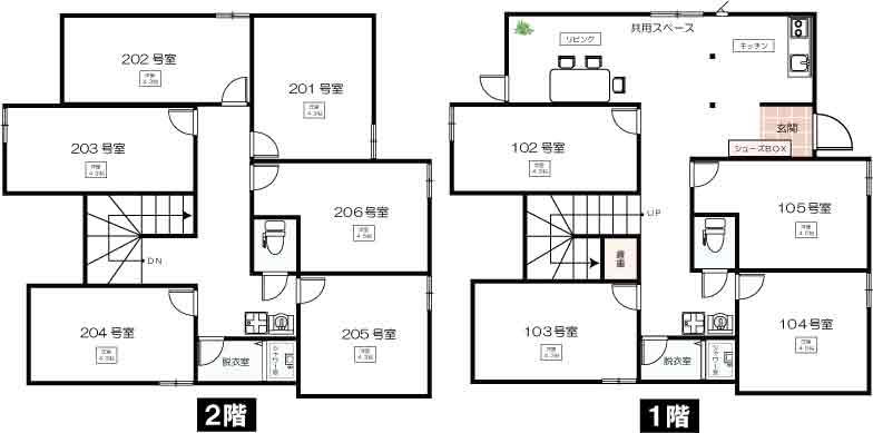 SUSTIA方南町(ワンルーム/1階)の間取り写真