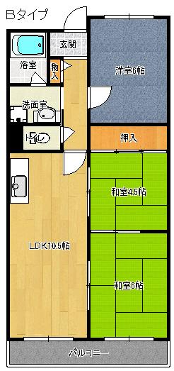 フローラル生駒(3LDK/1階)の間取り写真