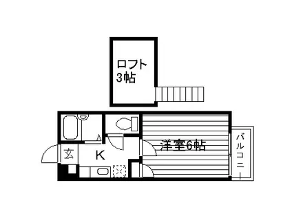 ロフティハイム東仙台(1K/1階)の間取り写真