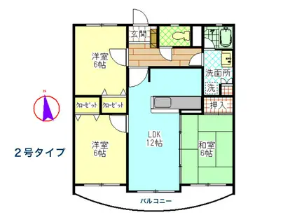 ドリームリマII(3LDK/2階)の間取り写真
