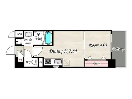 RESIDENCE MINAMISAKURAZUKAレジデンス南桜塚(1DK/4階)の間取り写真