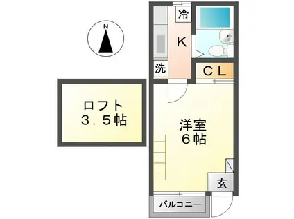 メゾンブラン天文台(1K/2階)の間取り写真