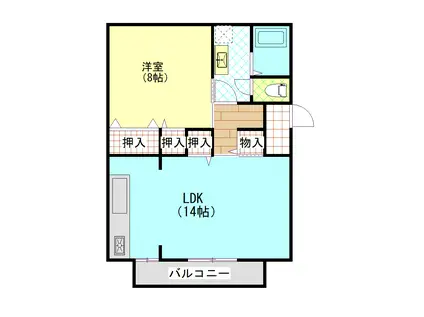 ラ・ロッシェルナガタ(1LDK/2階)の間取り写真