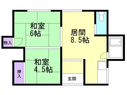 望洋荘(2DK/1階)の間取り写真