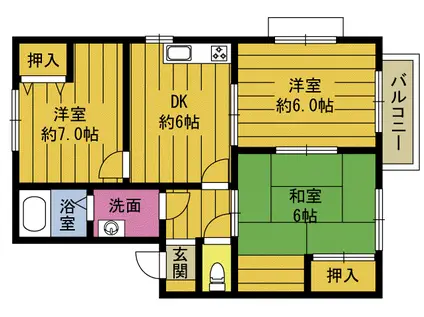 リバ-サイド広瀬(3DK/1階)の間取り写真