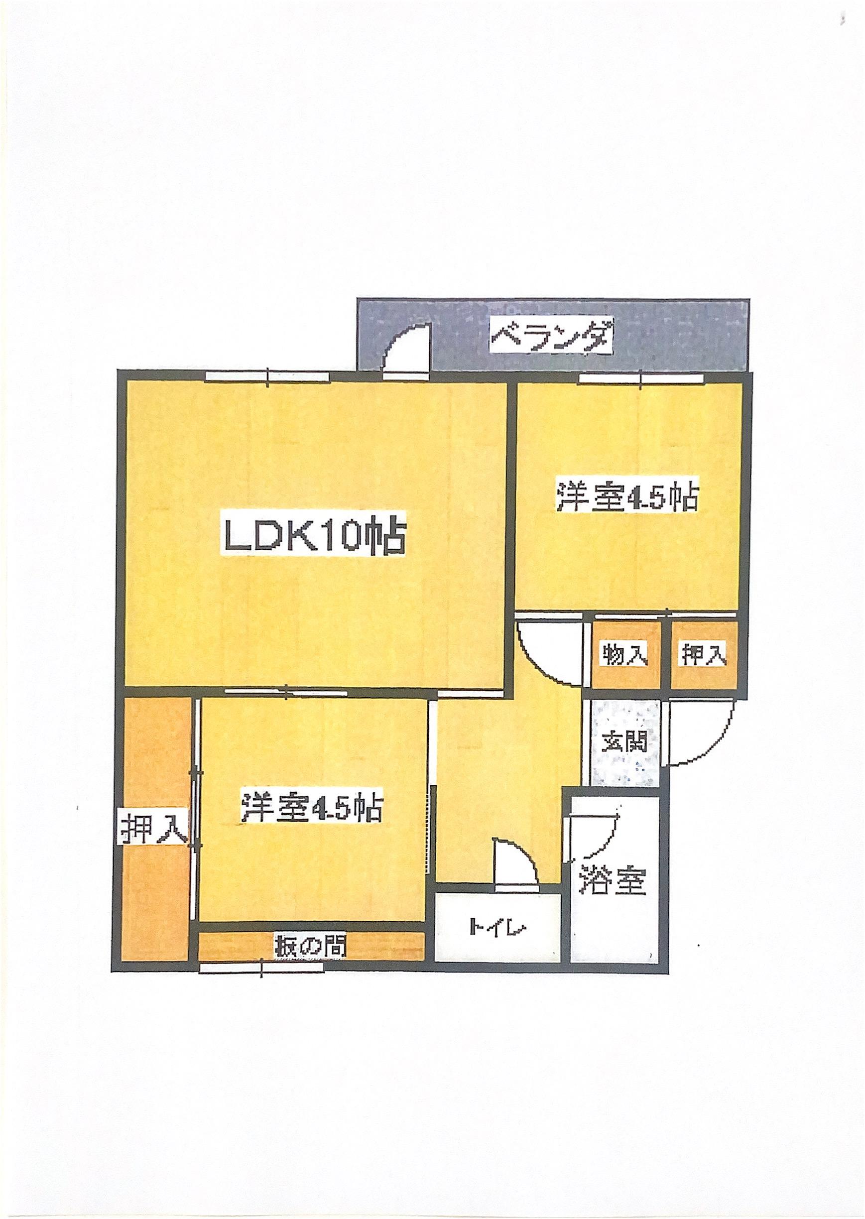 牧山アパート(2LDK/4階)の間取り写真