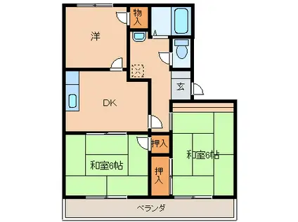 ヴィラ・フローラ(3DK/1階)の間取り写真