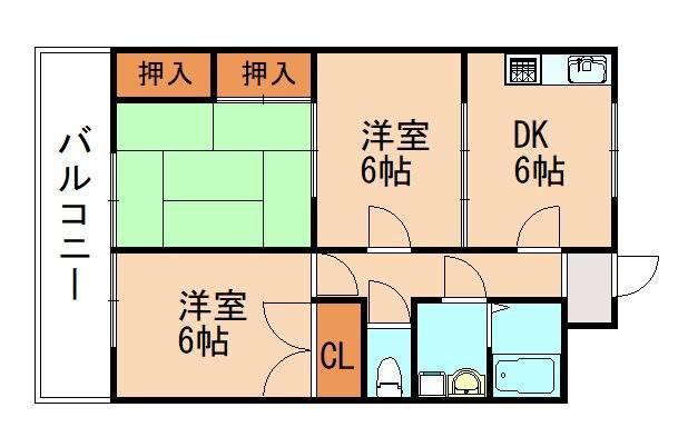 桂川第1たつみ荘(3DK/3階)の間取り写真