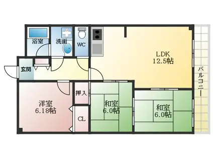 フローラルコート(3LDK/2階)の間取り写真