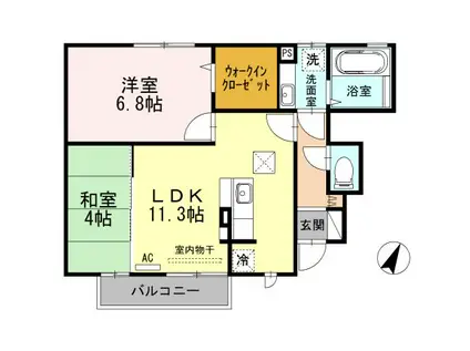 ドエル古賀Ⅱ(2LDK/1階)の間取り写真