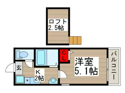 コーラルコート清瀬壱番館(1K/2階)の間取り写真