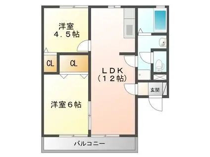 ROMAN HOLIDAY(2LDK/2階)の間取り写真