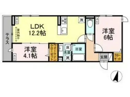 ルリアン西寺尾II(2LDK/1階)の間取り写真